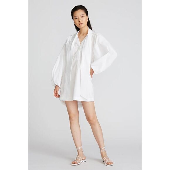 Amur Dress Womens L White Drape Neckline Macie Cowl Back Tunic Minimalist - Picture 1 of 4